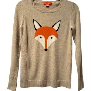 Christopher Fischer 100% Cashmere Fox Sweater Whimsical Novelty Knit Crewneck XS